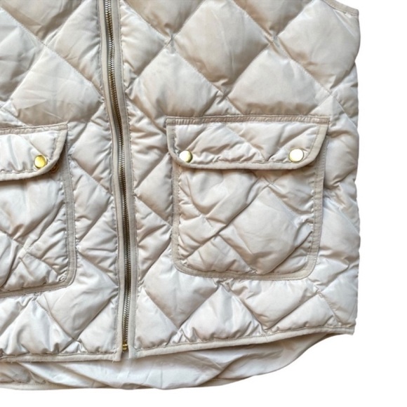 WOOLRICH Women's Preppy Warm White Ivory Down Filled Quilted Puffer Vest Sz L - Picture 2 of 7